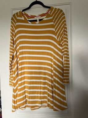 Matilda Jans Mustard Yellow and White Striped Long Sleeve